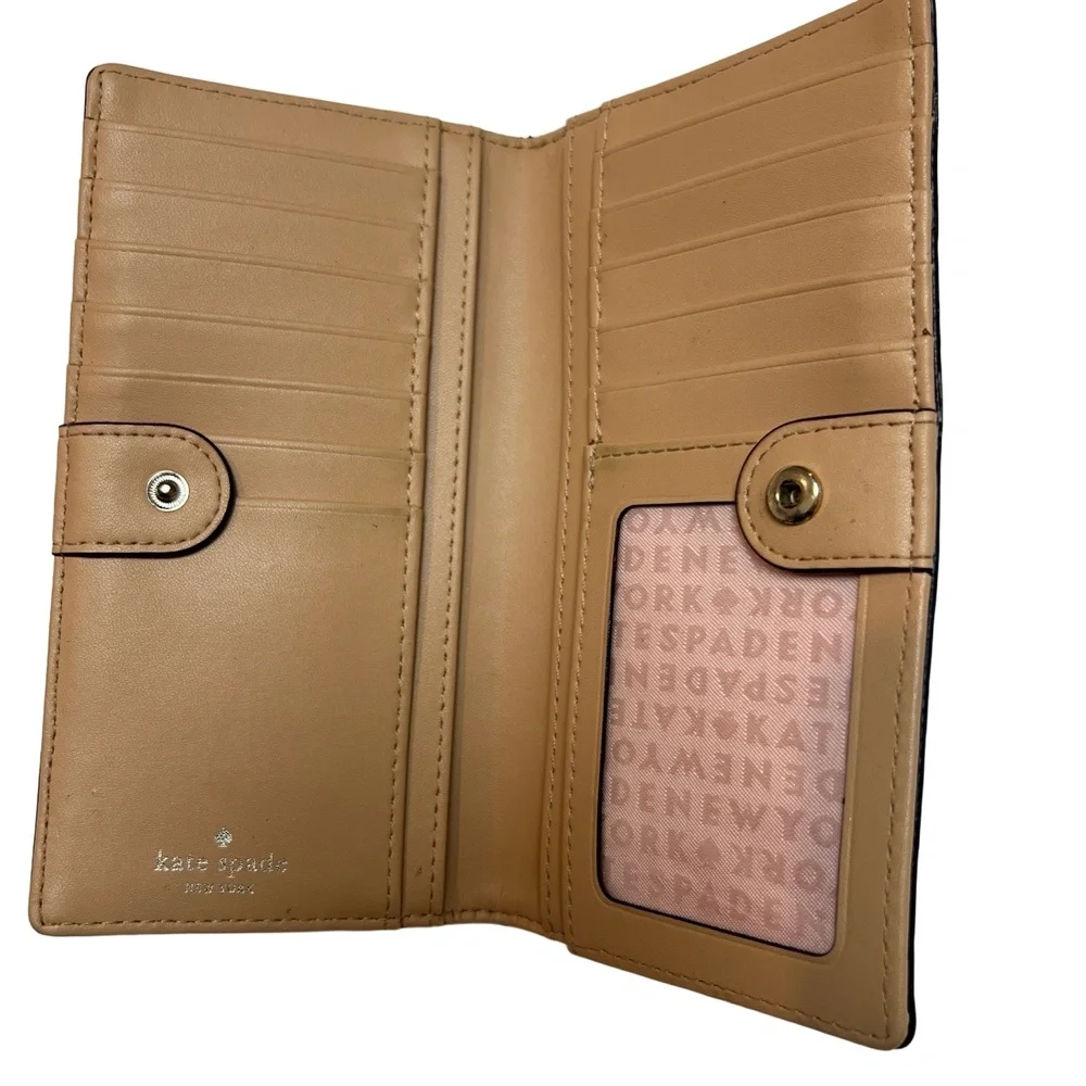 Kate Spade Cameron‎ Large Slim Bifold Wallet with Button Snap Closure Blush Pink